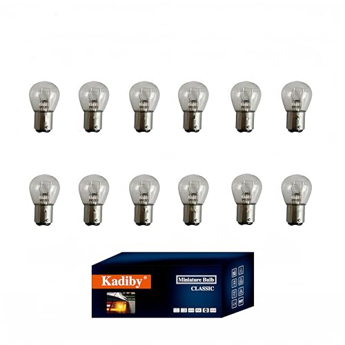 Kadiby 12 Pack 205711572357 Bulb TailBrakeTurn Signal Lights Long Life White Clear Auto Trailer Light Bulbs S25 P215W 2057LL 2057A 2057NALL 2057CV BAY15D Lighting Fit for Cars and Motocycles - Image 1