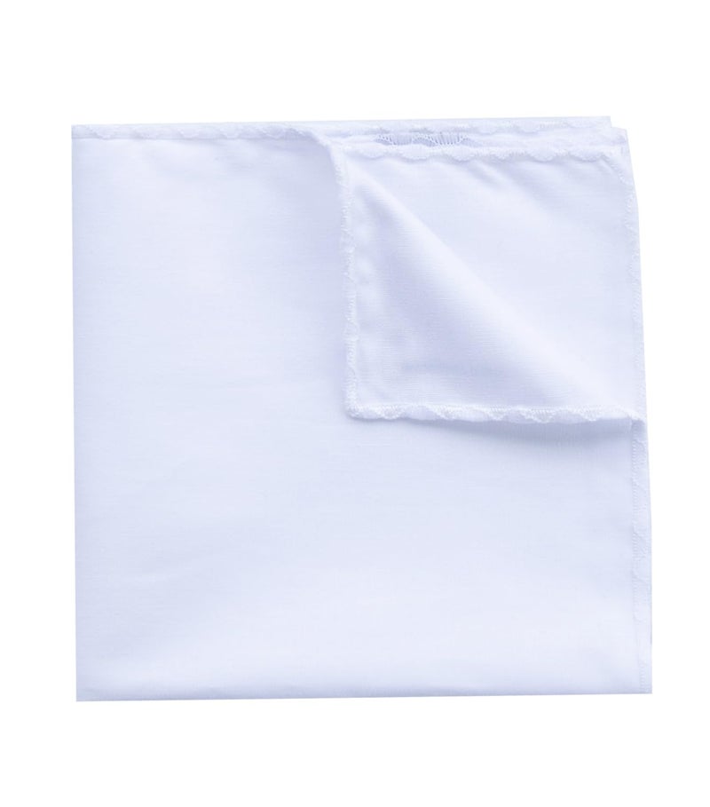 CoCoUSM 3-Pk Mens Cotton White Pocket Square with Color Border(10 Colors) - Image 1