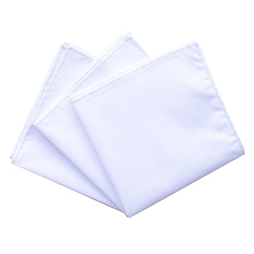 CoCoUSM 3-Pk Mens Cotton White Pocket Square with Color Border(10 Colors) - Image 2