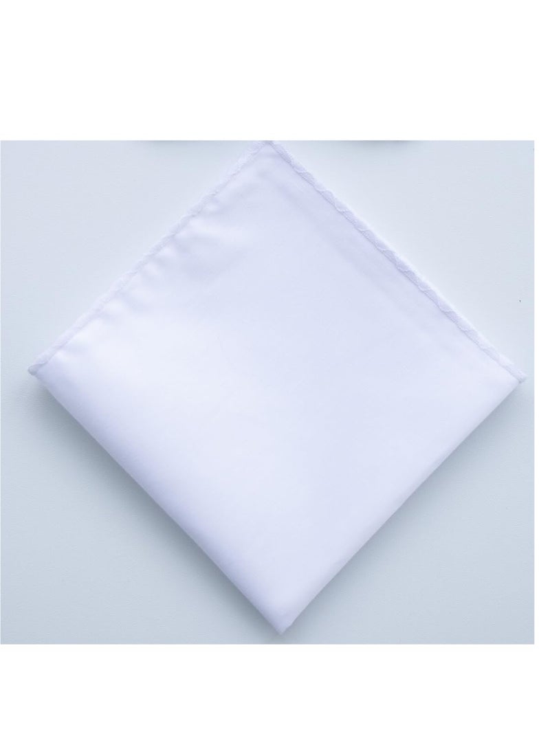 CoCoUSM 3-Pk Mens Cotton White Pocket Square with Color Border(10 Colors) - Image 5