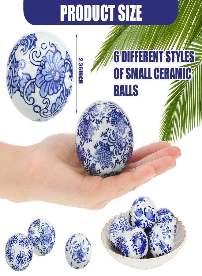 Vesici 6 Pieces Blue and White Porcelain Balls Decorative Chinoiserie Orbs for Centerpiece Bowls Tray Bowl Basket China Ceramic Balls Gifts for Vases Dining Table Wedding Party Decoration(Vintage) - Image 2
