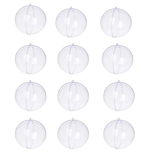 Wenosda Clear Plastic Acrylic Fillable Ball Ornament Set 80mm 12pcs - Image 1