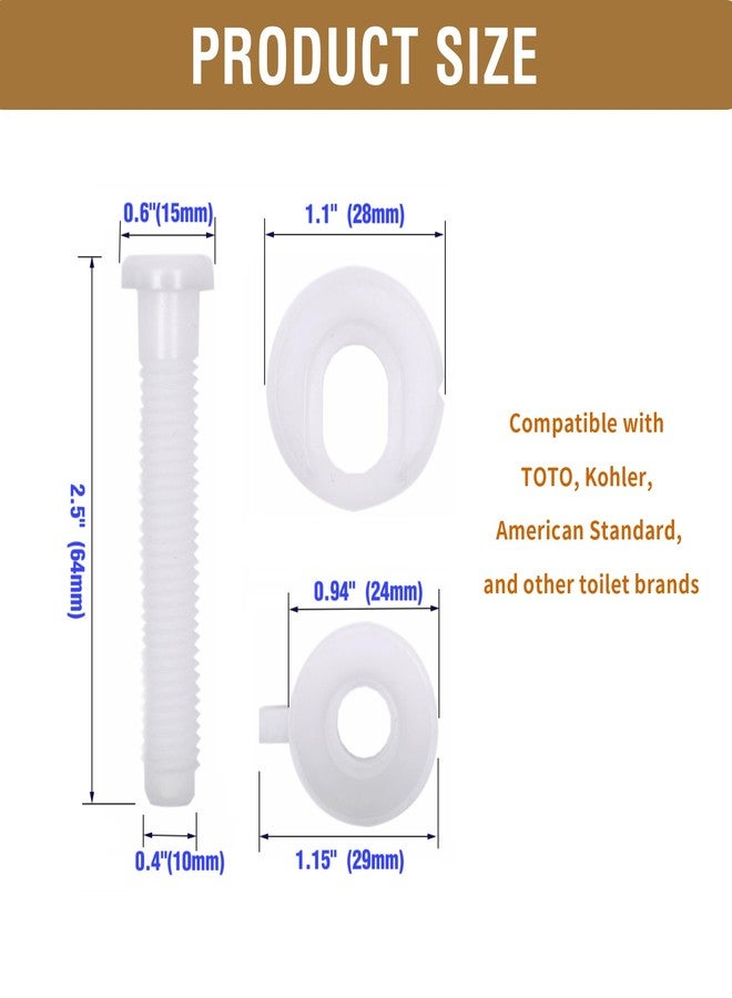 A.I.FORCE 3-Pack Universal Plastic Toilet Seat Hinge Bolt Screws Replacement Kit with Nuts and Washers, Compatible with Kohler, Bemis, American Standard, TOTO, for Top Mount Toilet Seat Hinges, White - Image 5