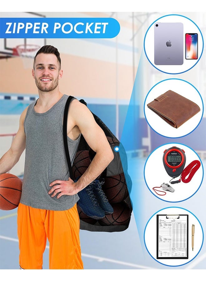 Extra Large Sports Ball Bag：Mesh Soccer Team Balls Bag(100L Extra Large Capacity 10-12Balls), Drawstring Mesh Ball Bag with Zipper Pocket, Sports Equipment Storage Organizer Hold for Gym, Beach, Cloth, Swimming Gears - Image 3