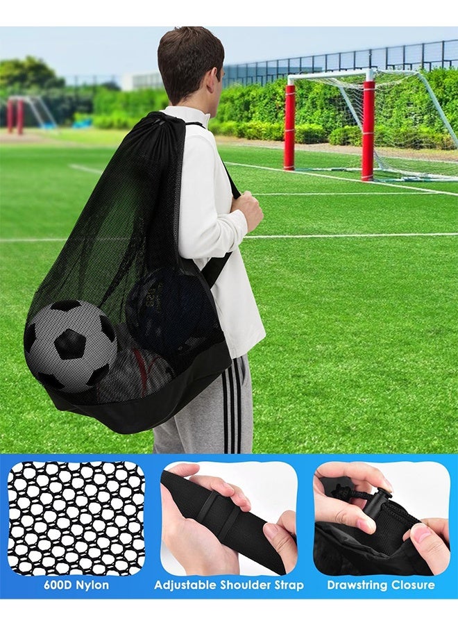 Extra Large Sports Ball Bag：Mesh Soccer Team Balls Bag(100L Extra Large Capacity 10-12Balls), Drawstring Mesh Ball Bag with Zipper Pocket, Sports Equipment Storage Organizer Hold for Gym, Beach, Cloth, Swimming Gears - Image 4