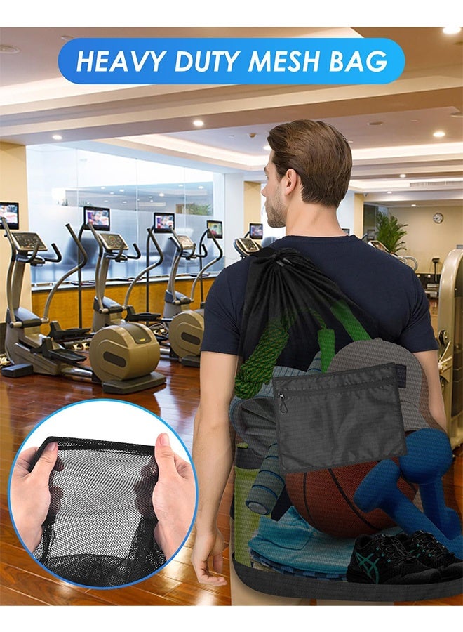 Extra Large Sports Ball Bag：Mesh Soccer Team Balls Bag(100L Extra Large Capacity 10-12Balls), Drawstring Mesh Ball Bag with Zipper Pocket, Sports Equipment Storage Organizer Hold for Gym, Beach, Cloth, Swimming Gears - Image 5