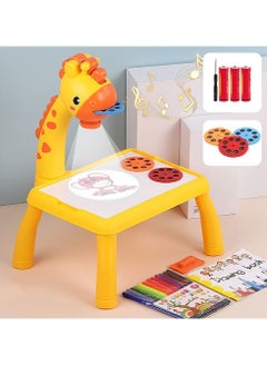Generic KIDS Projector PAINTING DESK Drawing Board Table With Projection Function Children Painting Table Educational Toys (yellow)  - Image 1