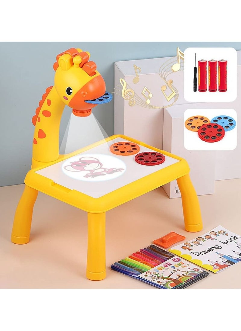 Generic - KIDS Projector PAINTING DESK Drawing Board Table With Projection Function Children Painting Table Educational Toys (yellow) - Image 1