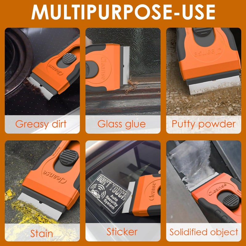Cleanse Razor Blade Scraper with 15 Extra Blades: Multi-Surface Cleaning Tool for Glass, Ceramic Cooktops, Ovens, Glass Top Stoves and Foot - Removes Burned-On Food, Tough Stains, Dirt, Stickers, and Paint  - Image 4