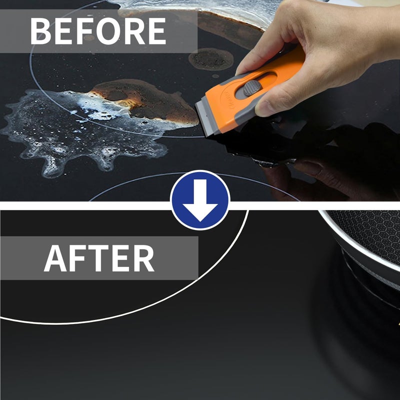 Cleanse Razor Blade Scraper with 15 Extra Blades: Multi-Surface Cleaning Tool for Glass, Ceramic Cooktops, Ovens, Glass Top Stoves and Foot - Removes Burned-On Food, Tough Stains, Dirt, Stickers, and Paint  - Image 5