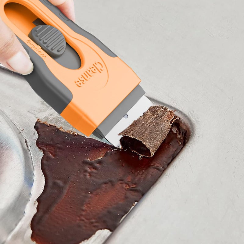 Cleanse Razor Blade Scraper with 15 Extra Blades: Multi-Surface Cleaning Tool for Glass, Ceramic Cooktops, Ovens, Glass Top Stoves and Foot - Removes Burned-On Food, Tough Stains, Dirt, Stickers, and Paint  - Image 3