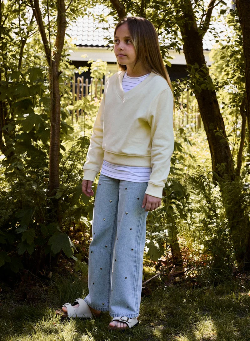 نيم ات جينز واسع الأرجل مطبوع للأطفال