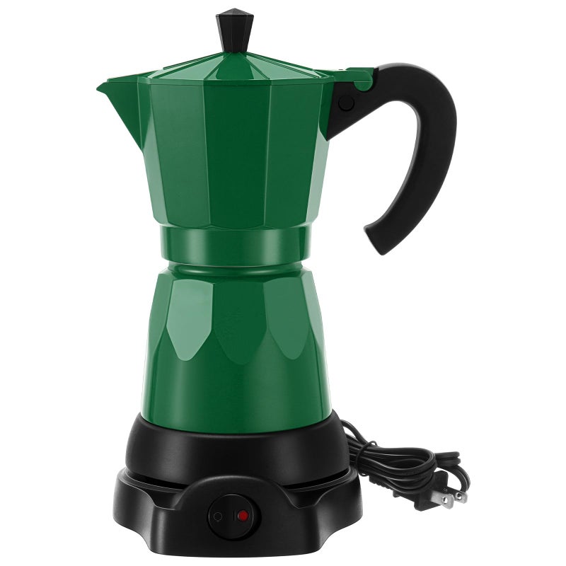 Lemosae Coffee Pot 6 Cup Electric Espresso Coffee Maker Italian Moka Maker 300ml Portable Aluminum Espresso Machine Cafetera Moka Pot with Detachable Base, Gift for Home Travel(Dark Green) - Image 1