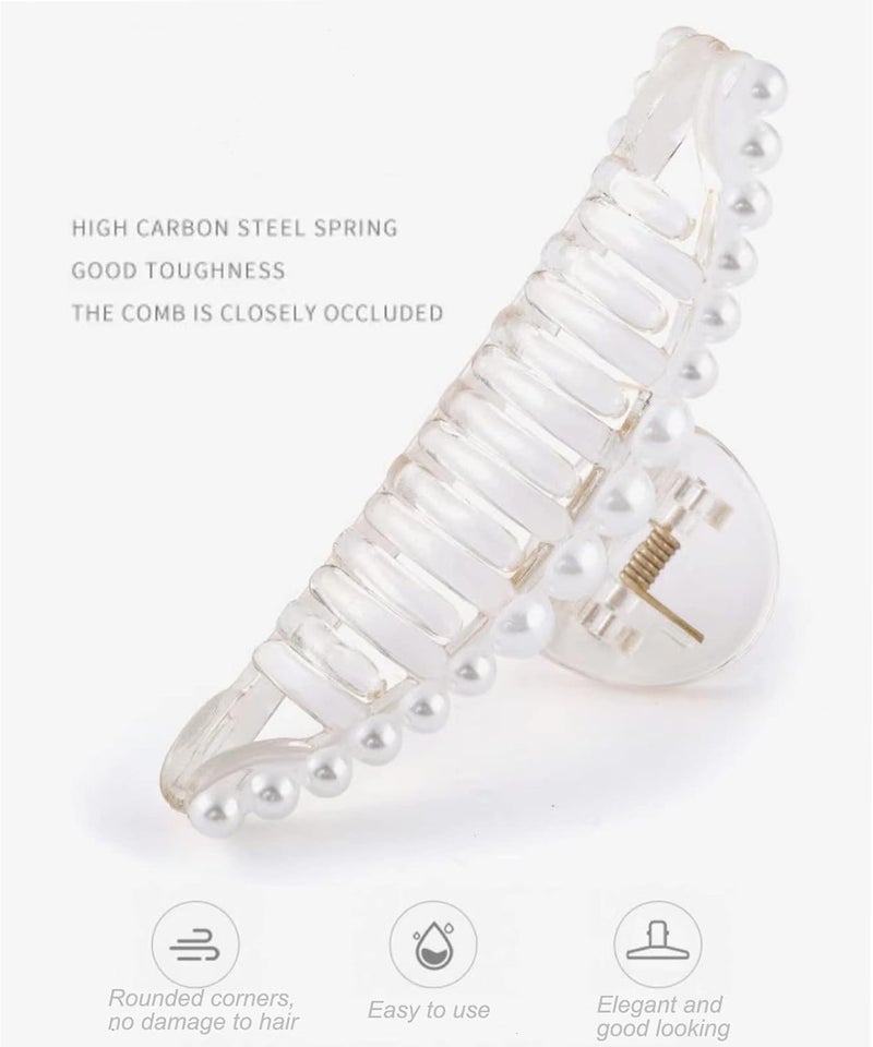 أجيرلفكت مشابك شعر اللؤلؤ، مشابك شعر أنيقة بقبضة قوية، مخالب شعر كبيرة باللؤلؤ، دبابيس شعر غير قابلة للانزلاق، هدية عيد ميلاد، شكر، عيد الميلاد للنساء والفتيات، ابنة، صديقة (6 قطع) - Image 5