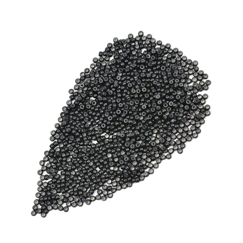 200 Pcs 30mm Hair Beads Silicone Lined Nano Rings Micro Links Beads for Hair Extensions Feather Extension Black