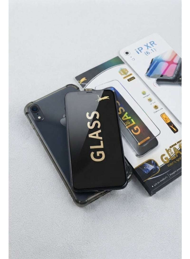 جراب حماية شفاف غامق (أسود سموكي) مع واقي شاشة زجاجي لهاتف آيفون XR - Image 2