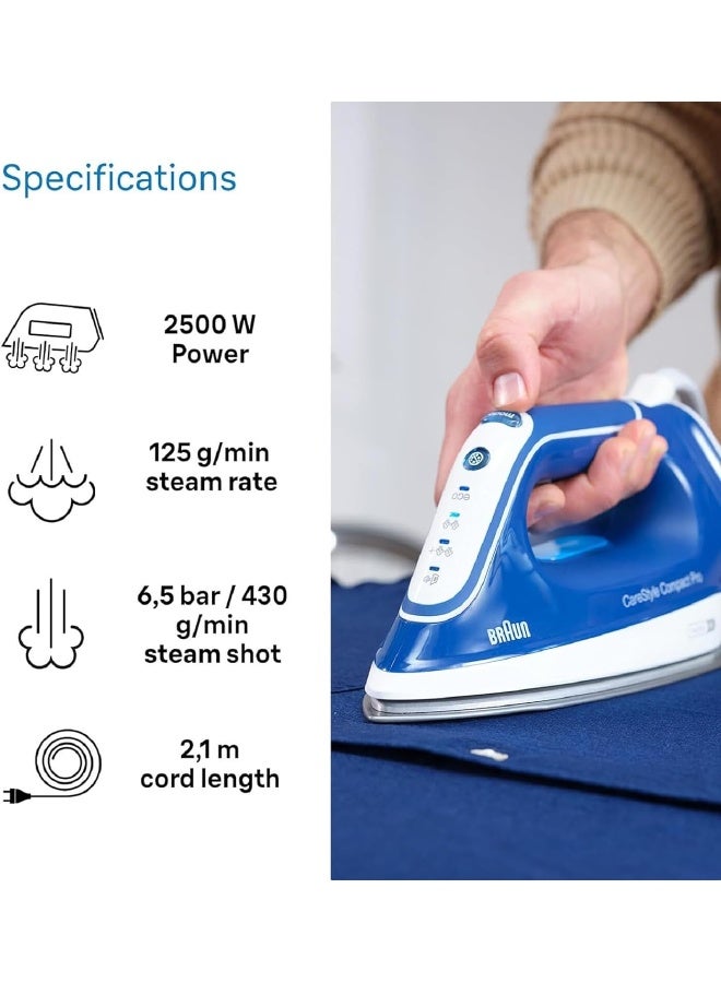 براون مولد بخار CareStyle Compact Pro، خزان سعة 1.5 لتر، Smart iCare، وضع Turbo، إيقاف تلقائي، ضغط مضخة بار 6.5 - Image 5
