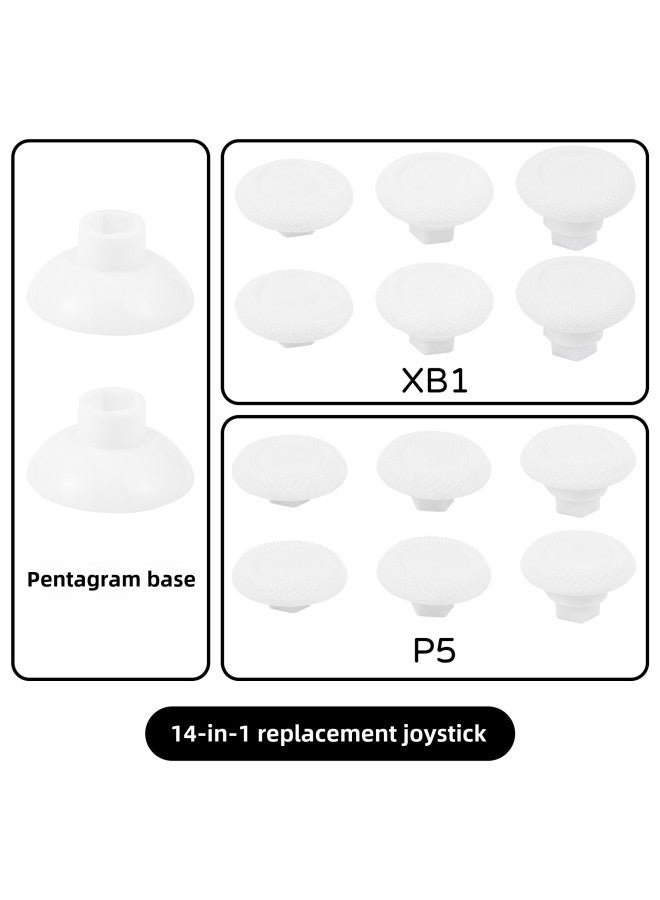 PS5/PS4/XB1/handle 14-in-1 Suit Universal Swing Head Replacement Rocker Button Cap-Product Color:PS5/XB1 Suit/14 In 1-White/with Packaging  - Image 1