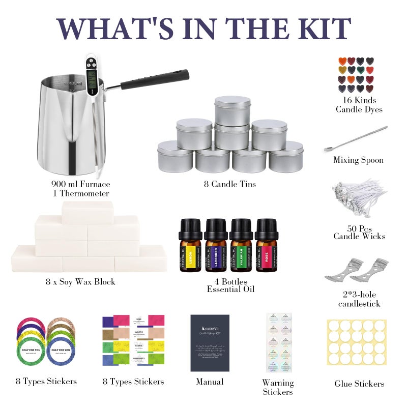 SAEUYVB Candle Making Kit, Complete Candle Making Kit for Adults, DIY Starter Soy Candle Making Supplies/Kit, DIY Arts & Crafts Kits Perfect as Home Decorations - Image 2