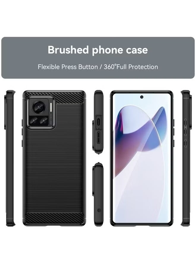 Case Cover For For Motorola Moto X30 Pro/Edge 30 Ultra Brushed Texture Carbon Fiber TPU Phone Case(Black) - Image 2