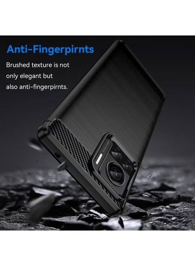 Case Cover For For Motorola Moto X30 Pro/Edge 30 Ultra Brushed Texture Carbon Fiber TPU Phone Case(Black) - Image 3