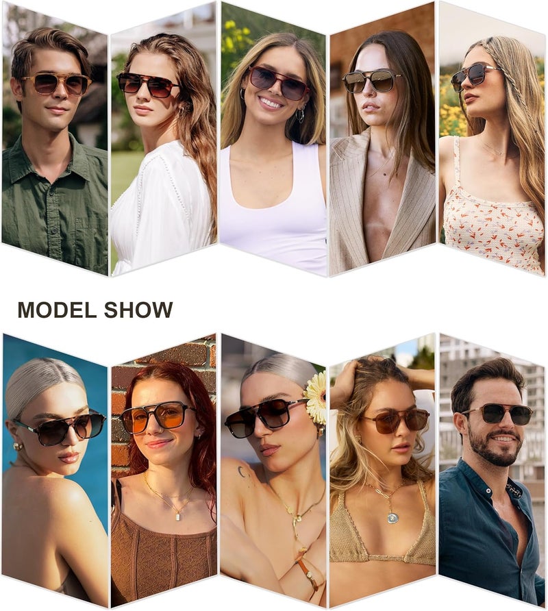 Sojos Retro Aviator Sunglasses for Women Men,Trendy Rectangle Womens Mens Shades Sun Glasses SJ2202 - Image 3