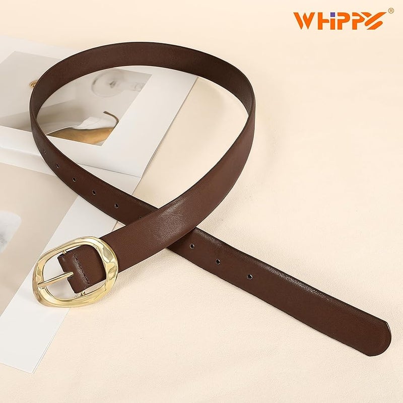 WHIPPY Leather Belt for Women Casual Waist Belt with Gold Buckle Fashion Ladies Belt for Jeans Pants Dress - Image 5