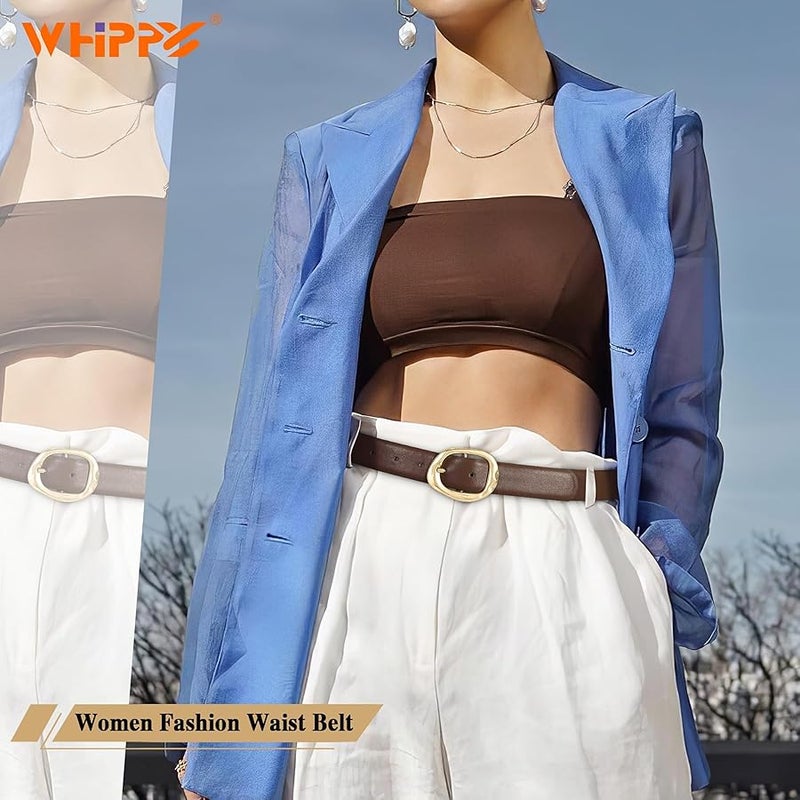 WHIPPY Leather Belt for Women Casual Waist Belt with Gold Buckle Fashion Ladies Belt for Jeans Pants Dress - Image 3