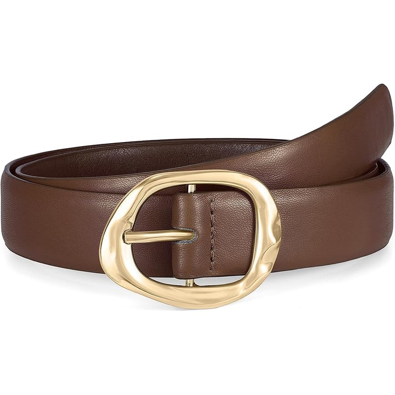 WHIPPY Leather Belt for Women Casual Waist Belt with Gold Buckle Fashion Ladies Belt for Jeans Pants Dress - Image 1