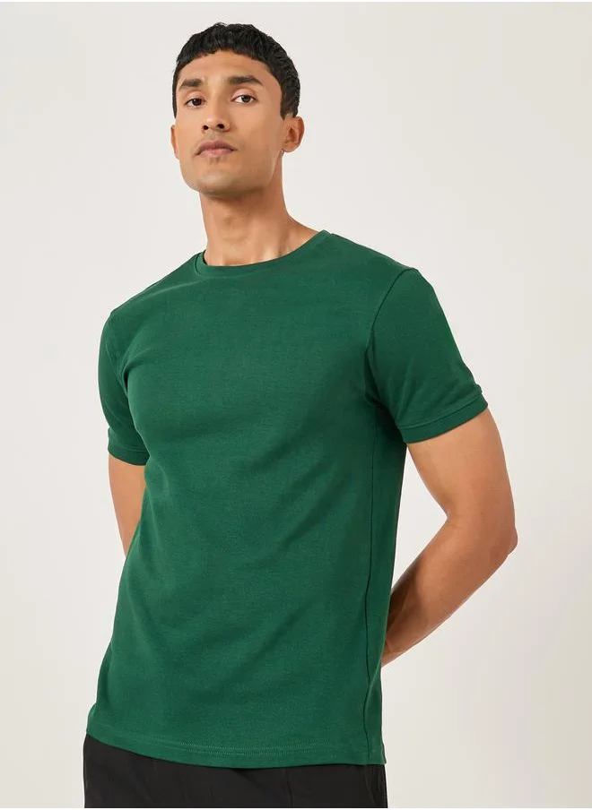 ستايلي Solid Interlock Cotton Regular Fit T-Shirt