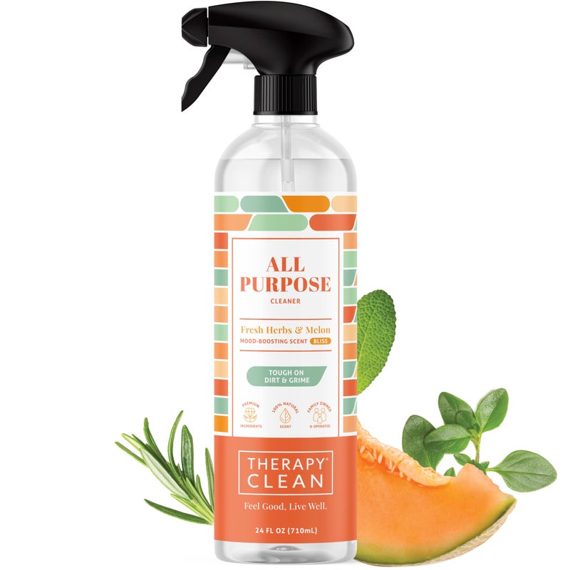 Therapy Clean All Purpose Cleaning Spray - Fresh Herbs & Melon 24 fl. oz - 100% Natural Scent, Kitchen Surface Counter, Surface Cleaner, Non Toxic All Purpose Cleaner Spray - Image 1