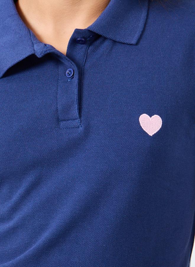 Styli Girls Navy Blue Cotton Polo T-Shirt Dress - Image 3