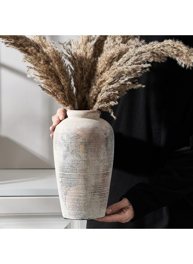 مزهرية سيراميك ريفية كبيرة، 11 بوصة، مزهرية طويلة مزخرفة بتصميم ريفي بسيط لتزيين المنزل، وتزيين الرفوف، وتزيين طاولة المدخل - Image 4