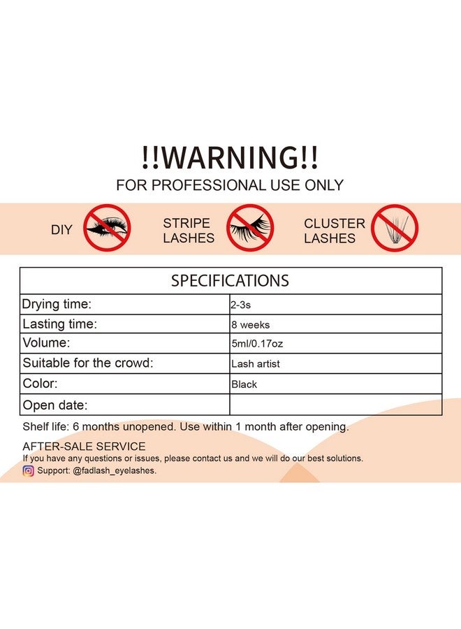 FADLASH Eyelash Extension Glue Extra Strong 23 Sec Drying Time Lash Extension Glue 8 Weeks Retention Lash Glue For Eyelash Extensions 5Ml Black Lash Adhesive Professional Use (Never For Diycluster Lashes) - Image 4