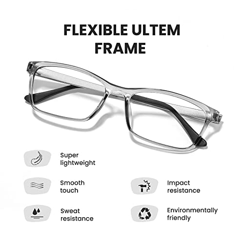 Cyxus Blue Light Glasses Computer Glasses UV Blocking GRP Square Frame Clear Lens Ultra Light Eyewear T34 - Image 4