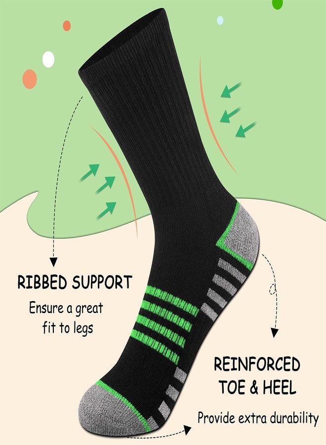 Comfoex Boys Crew Socks For Kids 4-6 6-8 8-10 Years Old Athletic Long Socks With Cushioned Sole 6 Pairs - Image 3