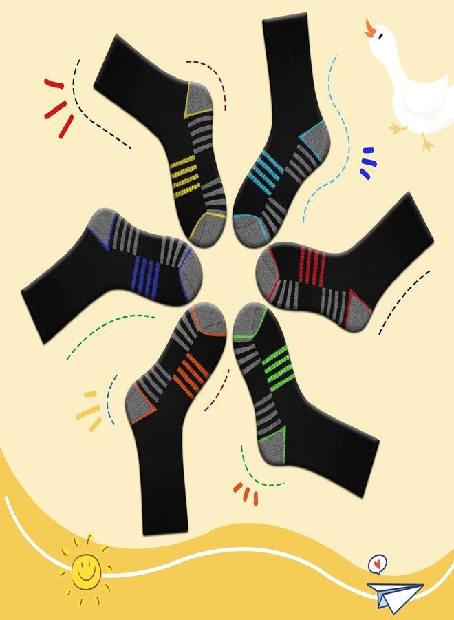 Comfoex Boys Crew Socks For Kids 4-6 6-8 8-10 Years Old Athletic Long Socks With Cushioned Sole 6 Pairs - Image 5