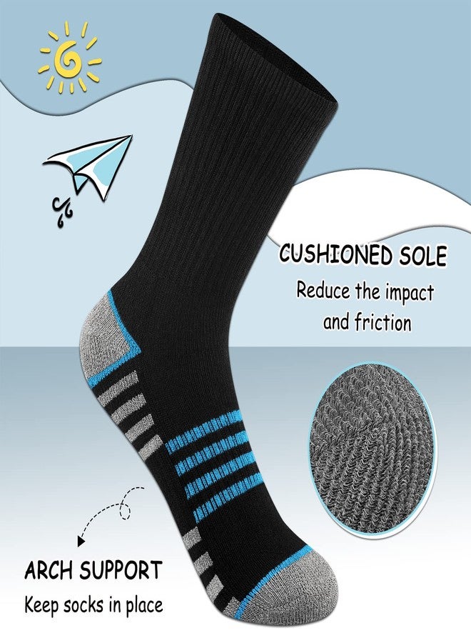 Comfoex Boys Crew Socks For Kids 4-6 6-8 8-10 Years Old Athletic Long Socks With Cushioned Sole 6 Pairs - Image 2