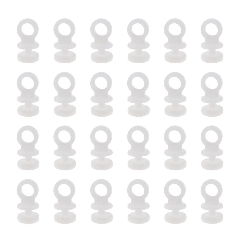 Micro Trader 50Pcs Curtain Track Rail Gliders Runner Wheel Rollers Hooks Fit for 9mm Wide Curtain Track Rail 9mm Bottom Diameter White Plastic