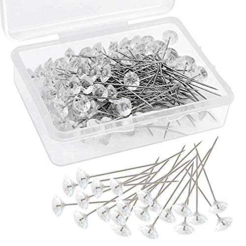 Tongcloud 300pcs Flower Pins - Corsages, Wedding Bouquet Pins - Crystal, Floral, Clear (Transparent, 2'') - Image 1