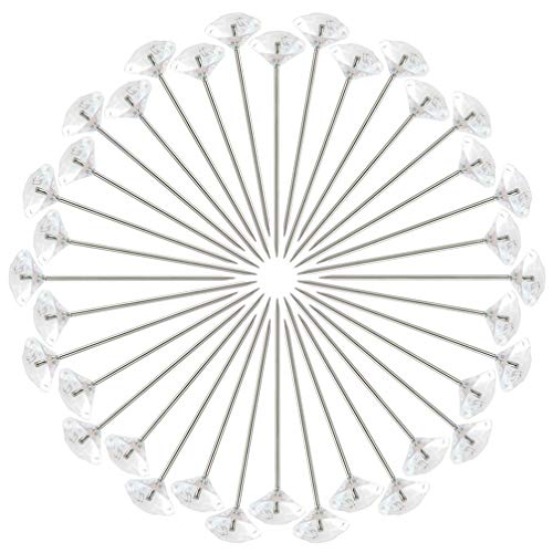 Tongcloud 300pcs Flower Pins - Corsages, Wedding Bouquet Pins - Crystal, Floral, Clear (Transparent, 2'') - Image 2