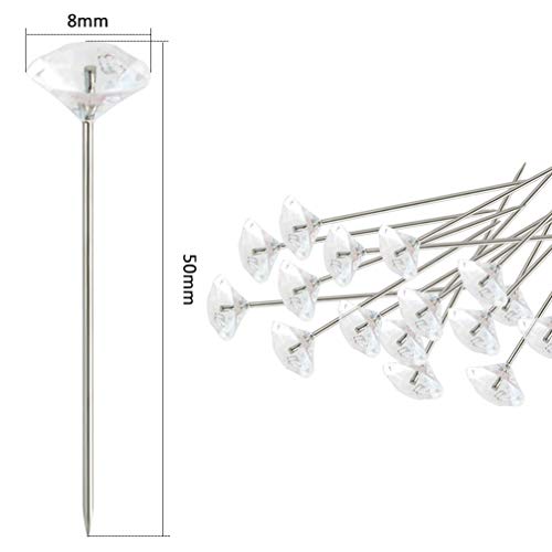 Tongcloud 300pcs Flower Pins - Corsages, Wedding Bouquet Pins - Crystal, Floral, Clear (Transparent, 2'') - Image 3