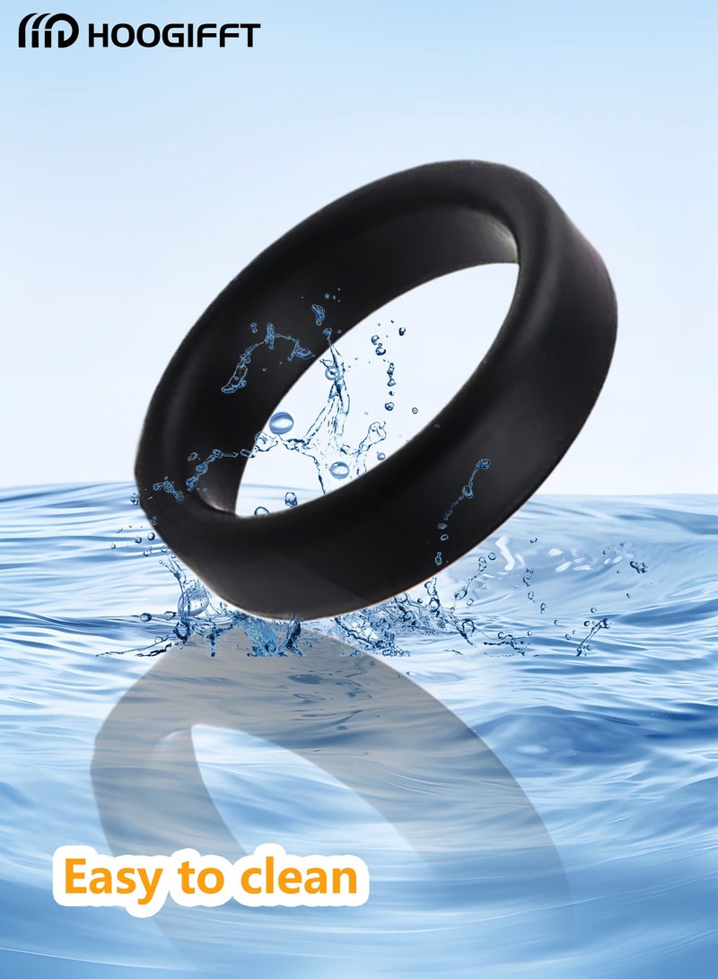 HOOGIFFT Men's Silicone Sports Ring 3 Piece Set Elastic Stretch Tear Resistant Waterproof Wear Resistant Soft Exercise Ring for Home and Outdoor Use - Image 2