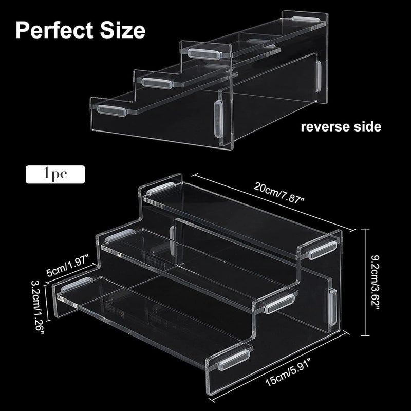 Al Raied ARS® 3-Tier Acrylic Display Riser Stand – Clear Perfume Organizer Shelf for Collectibles, Toys, Action Figures, Skincare & Dessert Display - Image 3