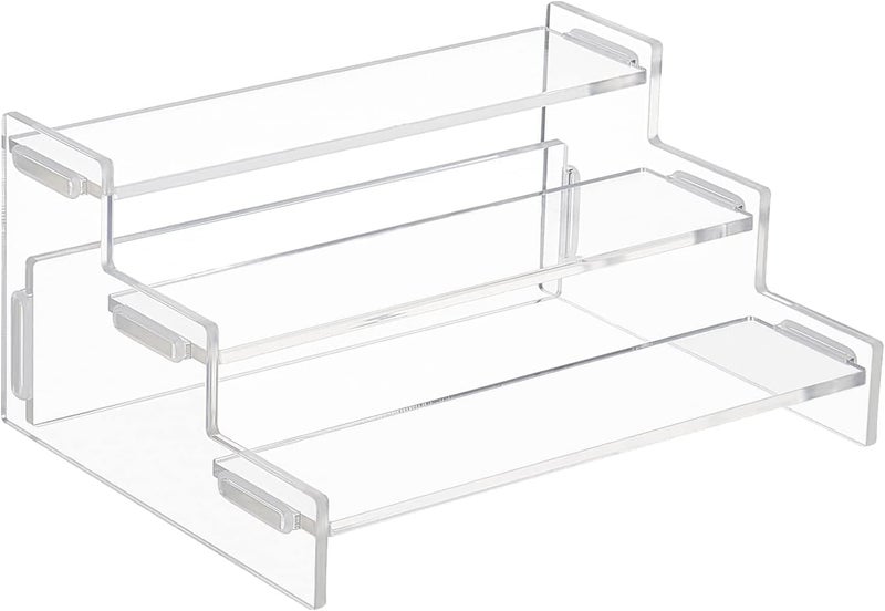 Al Raied ARS® 3-Tier Acrylic Display Riser Stand – Clear Perfume Organizer Shelf for Collectibles, Toys, Action Figures, Skincare & Dessert Display - Image 1