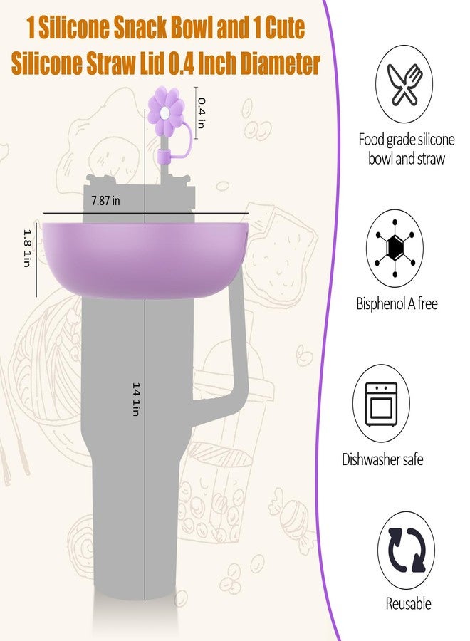 insefocc Stanley Cup 40 oz Snack Bowl with Handle, Compatible with Stanley Cup40 oz Snack Bowl with Handle, Reusable Snack Bowl, Stanley Accessories, Silicone (Orchid Snack Bowl) - Image 3
