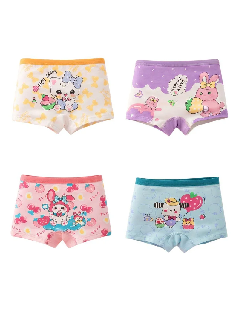 Babyqlo Girls Cute Cartoon Cotton Briefs Pack of 4