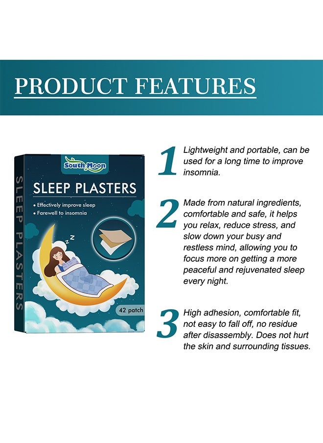 42 Pcs Sleep Plasters for Adults, All Natural Deep Sleep Patches,Enhance Sleep Quality, Promotes Restful Sleep, Sleep Care Solution, Relieves Fatigue