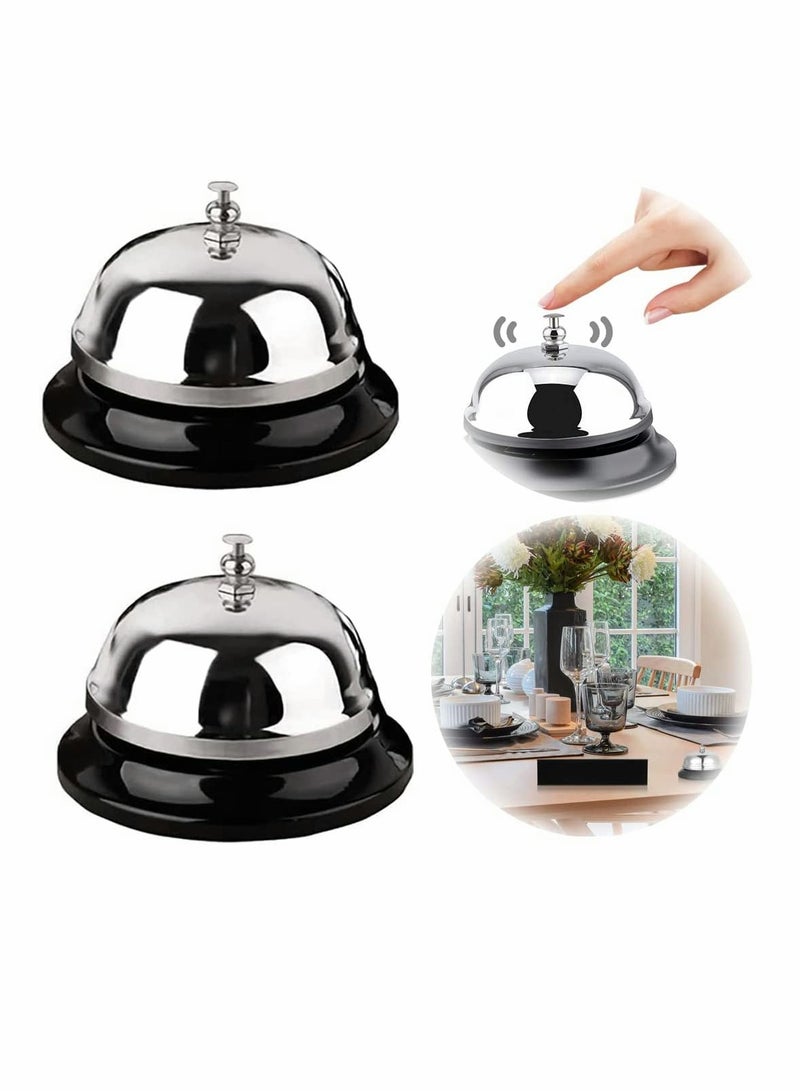 Durable Reception Call Bell - Chrome Finish, Metal Anti-Rust, Perfect for Schools, Restaurants, Hoals & More, 2 Packs - Image 1