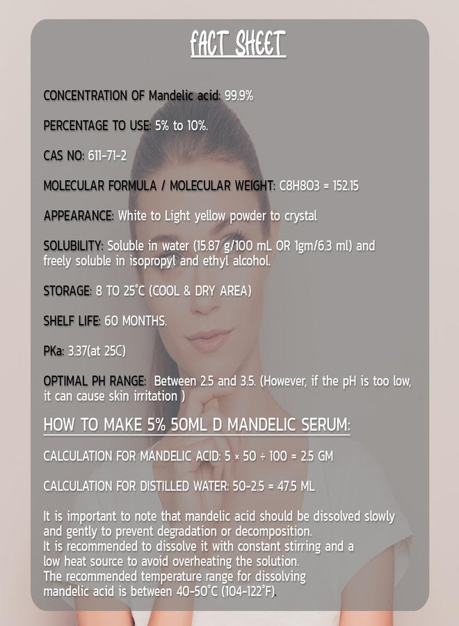 Hollywood Secrets AHA D-Mandelic Acid Powder 50gm Cosmetic Grade. Make Your Own Peel/Mask or add to Cream, Serum, Moisturizer - Image 4